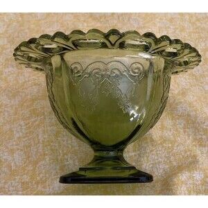 Lorain Avocado Green By Indiana Glass-Pedestal-Candy Dish/Comport- 1960’s